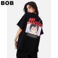 BOB เสื้อยืดแขนสั้นลําลอง พิมพ์ลาย Medm X City Hunter Joint ทรงหลวม แฟชั่นฤดูร้อน สําหรับคู่รัก tshirt S-3XL