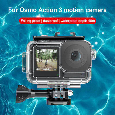 สำหรับ DJI Action 3กล้องกีฬา40M เคสกันน้ำ Osmo Action 3อุปกรณ์ดำน้ำเกราะป้องกัน