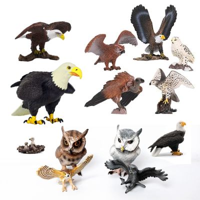 ZZOOI Realistic Plastic Birds of Prey Figurines Bald Eagle Falcon Hawk  Owl  Vulture.Animal Models Toy Figures Educational Set