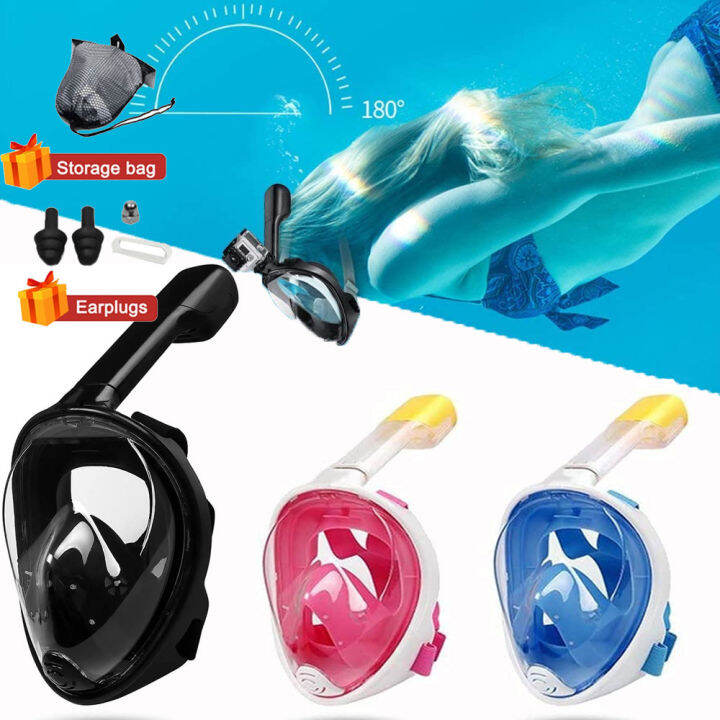 Snorkel Mask Full Face Diving Mask Swimming Scuba Detachable Breathing ...