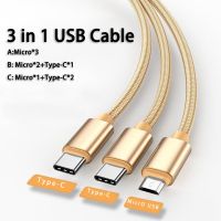 3 in 1 Micro USB Type C Cable for Samsung Xiaomi Redmi POCO Realme Huawei Honor Mobile Phone Accessories Charger USB C Cable