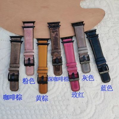 【Hot Sale】 Applicable to apple watch7 watch with iwatch6se5432 head layer cowhide strap retro style