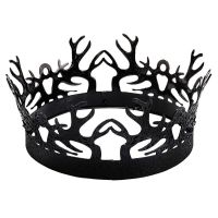 Vintage Baroque Witch Tiaras Royal Men Round Black Crown Queen King Hair Accessories Women Gold Diadema Costume Headpieces