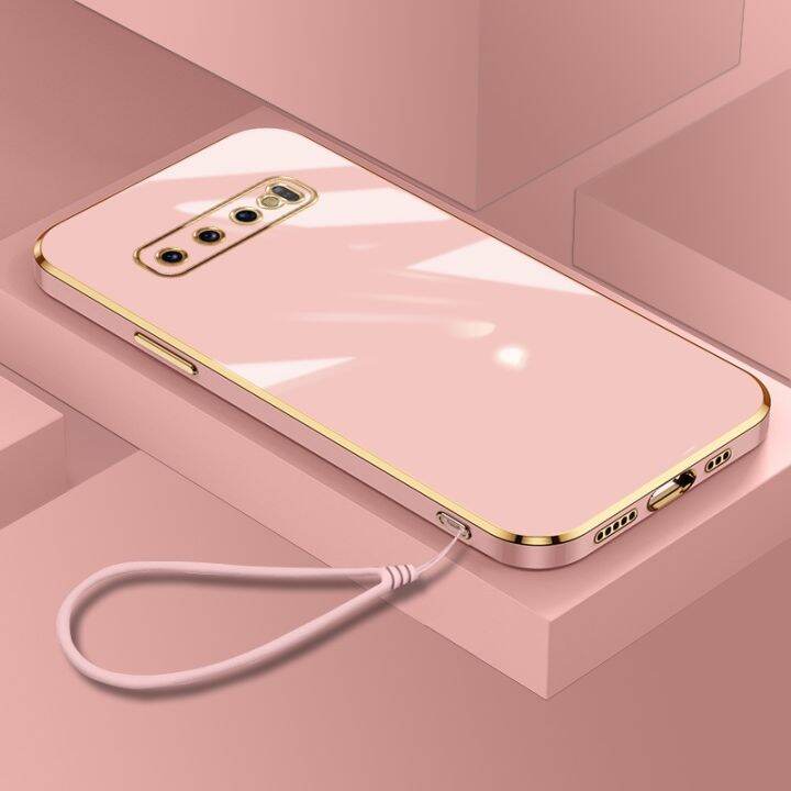 สำหรับเคส6z-oppo-reno-oppo-reno-6z-ชุบบางซิลิโคนรูปสี่เหลี่ยมเคสโทรศัพท์สายคล้องแบบมีเคส