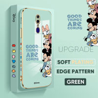 เคสสำหรับ OPPO F11 OPPO F11โปรฟรีสายคล้อง + การ์ตูนมิกกี้มินนี่เป็ดชุบขอบสี่เหลี่ยมหรูหราชุบเคสโทรศัพท์นิ่ม