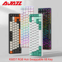 AJAZZ K685T RGB Backlight Bluetooth Mechanical Keyboard 68 Key Three Mode Wireless Hot-swappable Gaming Keyboards for Laptop PC