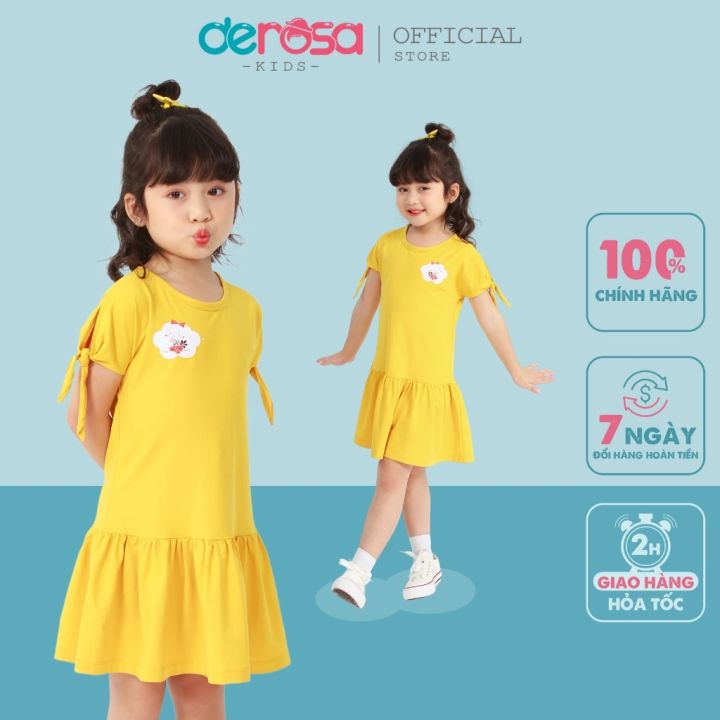 Váy trẻ em đầm bé gái cộc tay DEROSA KIDS chất liệu cotton 3 - 8 ...
