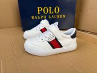 Ralphˉ Laurenˉ 2023 white and blue PU leather boys and girls shoes literary white shoes