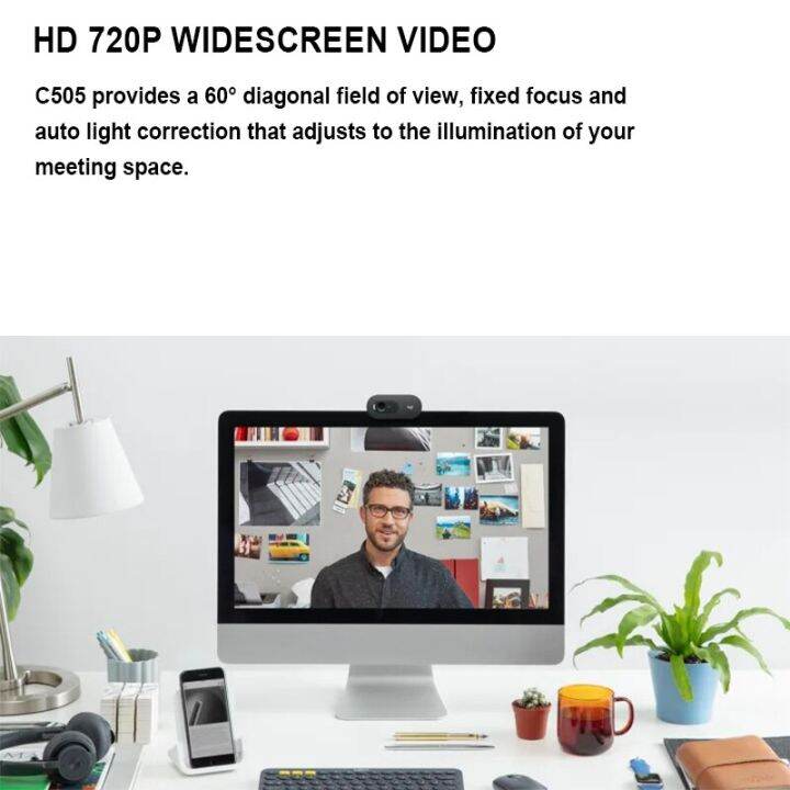 zzooi-logitech-c505e-720p-hd-webcam-computer-office-camera-for-video-conferencing-online-course-online-distance-education-camera