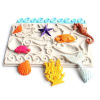 Sea Animal Silicone Mold DIY Cake Decor Chocolate Cookie Kitchen Baking Tools Shell Mermaid Starfish Tail Clay Plasticine Mold