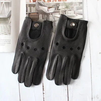 New Leather Gloves Mens Single-Layer Thin Section Outdoor Riding Full-Finger Motorcycle Deerskin gloves