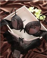 2023 Korean Underwear Set Sexy Panties Lace Lingerie Push Up Thin 3/4 Cup Bralette Hollow Out Briefs Bra Panty Beauty Back Top Bottoms