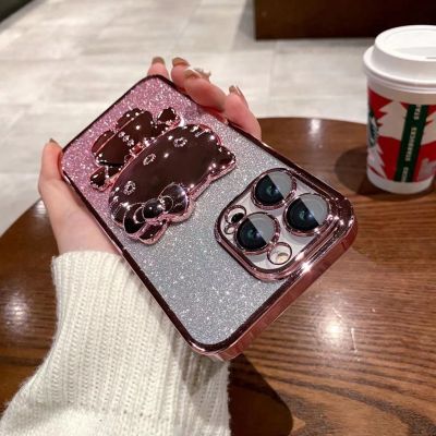 ◆✿ ganzha3965 ไอโฟน14PROMAX Kitty Bracket เคส ไอโฟน11 กันกระแทก Pink Silicone Soft Case for ipone11 เคสไอโฟน14promax caseiPhone13promax 12 xr xsmax เคสไอโฟน7พลัส 8พลัส holder case for iPhone 14 13 12 11 Pro Max XR se 7 8 Plus Xs Max cases