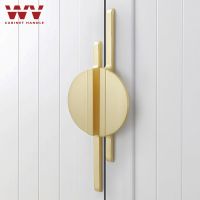 【YD】 WV 1pcs Gold Round Cabinet Door Handle Drawer Pulls Knobs 64mm 288mm Cupboard Handles Hardware 301