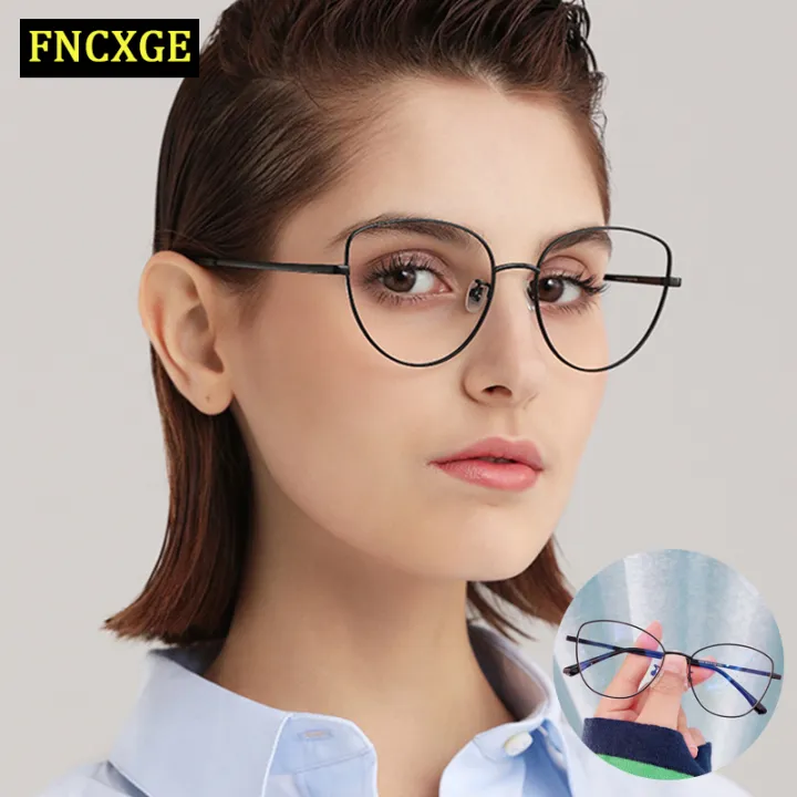 Fncxge Women Glasses Anti Radiation Blue Light Eyeglasses Replaceable Lens Computer Glasses High 