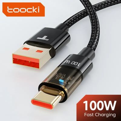 [HOT RUXMMMLHJ 566] Toocki สาย USB ชนิด C 100W สายชาร์จเร็วสายชาร์จสำหรับซัมซุงข้อมูล Xiaomi เรดหมี่หัวเว่ยเกียรติ USB C TypeC สายชาร์จแบตเตอรี่