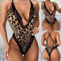 【CW】☃  Naughty Leopard Grain Sleepwear Garter ropa mujer