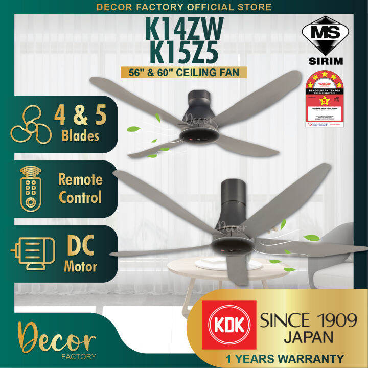 KDK Fan KDK Sensa Series KDK K14ZW K15Z5QEY K15Z5REY 56'' 4 Blades 5