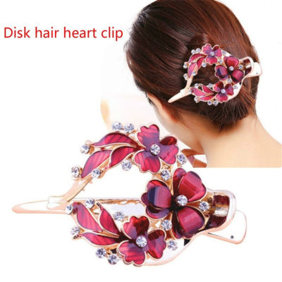 Female Colorful Flower Hollow Heart Hair Clip Barrette Hair Accessories Women Fashion Rhinestone Hairpin Headwear