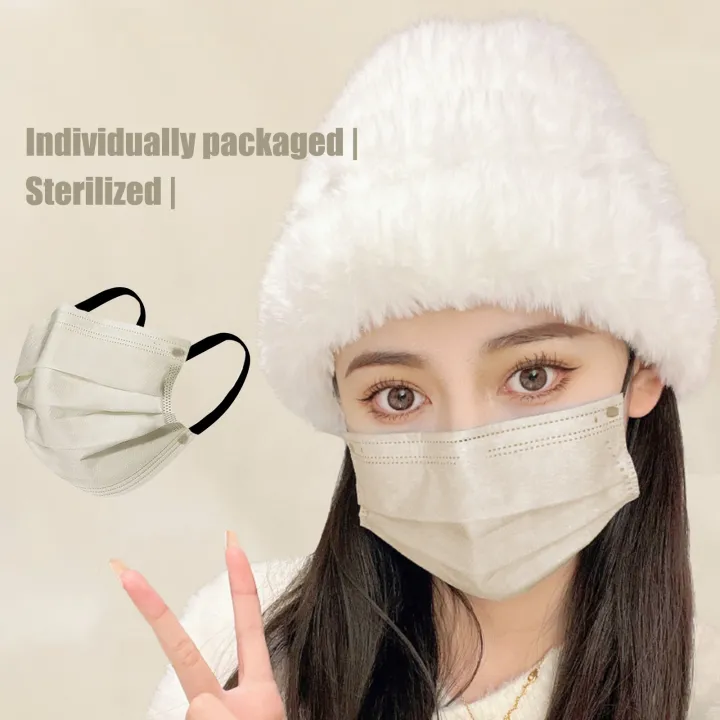 [pantorastar] 50PCS/Box Morandi Adult Medical Surgical Mask 3ply Non-woven Protection Disposable 3D Face Mask-Individually packaged
