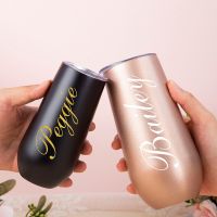 【LZ】☸◇♦  6oz Personalizado Champagne Flauta Custom Bridesmaid Tumbler Aço Inoxidável Swig Tumbler Bridal Party Bridesmaid Proposta Presente