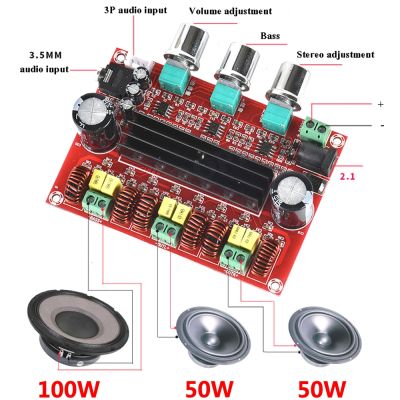 【YF】 TPA3116D2 Channel 2.1 Digital Subwoofer Power Amplifier Board Module XH-M139 12V - 24V 2 x 50W   100W