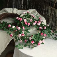 【hot】□  Artificial rosa eucalipto videira grinalda falso peônia pendurado planta falsa jardim festa de casamento arco decoração