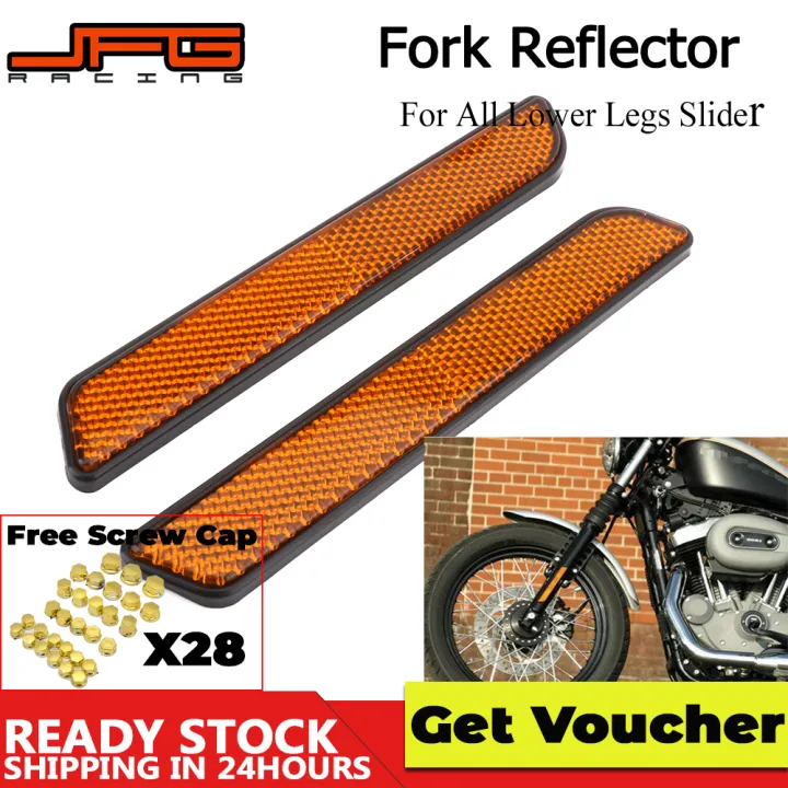 JFG racing Motorcycle 2 Pcs Orange Front Fork Leg Reflector Reflective ...
