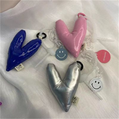 Keychain Korean Simple Filled Peach Heart Pendant Female Design Schoolbag Pendant Original Car Key Chain Couple Love Accessories Key Chains