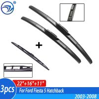 Wiper Front &amp; Rear Wiper Blades Set For Ford Fiesta 5 Hatchback 2003-2008 Windshield 22"16"11