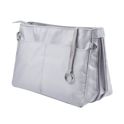Bazlee ชุดกระชับสัดส่วนแทรกซับในกระเป๋าแบ่งช่องกระเป๋าถือไนลอนแบบขยายได้ถุงในกระเป๋าสีเบจสีเทาขนาดใหญ่