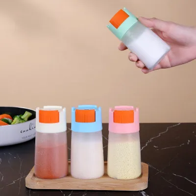 Salt Tank Container Push Salt Dispenser Salt Shaker Dispenser Sugar Bottle Jar Spice Pepper Shaker