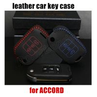 卍▦℡ Only Red Hand sewing DIY car key case cover car styling Genuine quality leather fit for HONDA 14 CRIDER JADE 9 ACCORD