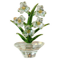 7 Colors Crystal Flower Figurines Glass Ornament Paperweight Home Wedding Decor Favors Souvenir Gift for Lovers