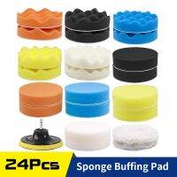 4 Inch 24 Pcs Polishing Pad Auto Foam Drill Wool Sponge Buffer Polisher Headlight Restoration for Car Buffing Waxing Cleaning