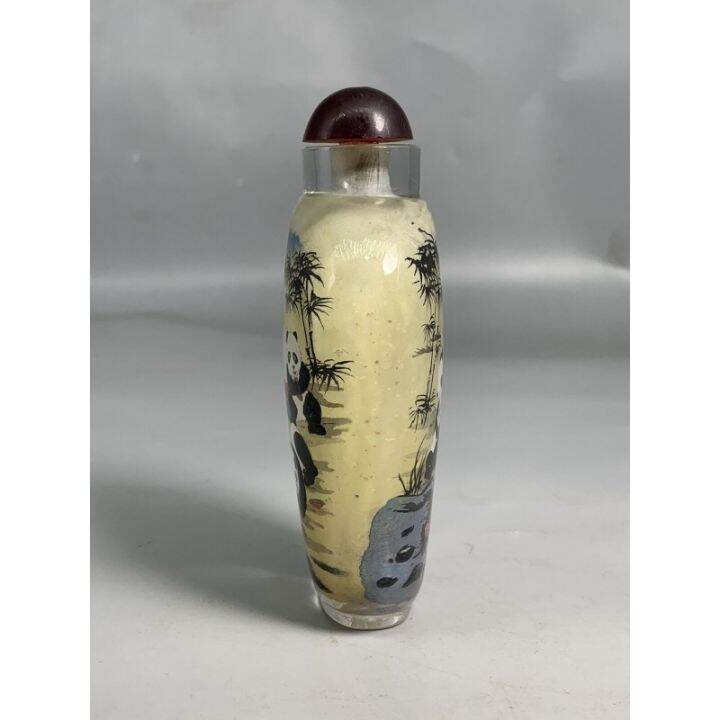 4-7-quot-collect-chinese-colored-glaze-inside-painted-animal-panda-snuff-bottle