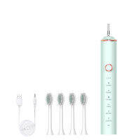 Electric Toothbrush Sonic Vibration 6 Files USB Charge Rechargeable Adult Waterproof Electronic Tooth 4 Brushes Replacement Head