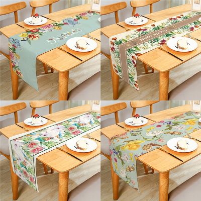 【CC】 Pink Flowers Rectangular Table Cover Anti-Slip Stain Dinner