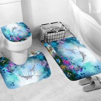 （A SHACK） Ocean DesignBathroom Floor MatShower Curtain Rug Toilet Seat Mat Non SlipBathroom Mat Decor