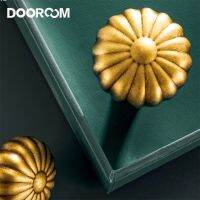 DOOROOM Retro Brass Furniture Handles Modern Pumpkin Yellow Bronze Wardrobe Dresser Cupboard Cabinet Shoe Box Knobs