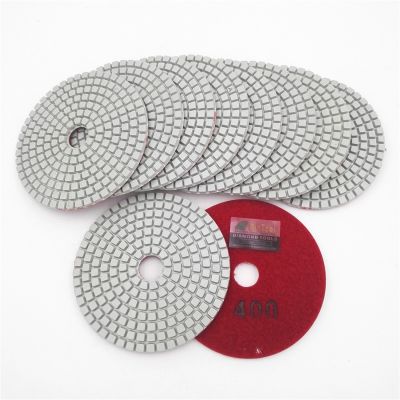 SHDIATOOL 10pcs 4 /100mm Grit 400 Professional White Diamond Wet Polishing Pads Resin Bond Sanding Discs Stone Polishing Disc