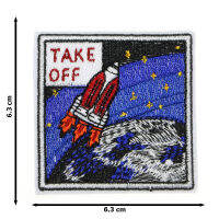 JPatch - Take Off นักบินอวกาศ องค์การนาซ่า (NASA) สำรวจดวงจันทร์  อวกาศ ดวงดาว โลก จักรวาล กาแล็กซี่ นอกโลก ตัวรีดติดเสื้อ อาร์มรีด อาร์มปัก มีกาวในตัว การ์ตูนสุดน่ารัก งาน DIY Embroidered Iron/Sew on Patches