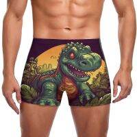 Dinosaur Swimming Trunks Nature Style  Funny Cartoon Custom Pool Swim Boxers Large Size Elastic Man Swimwear Swimwear