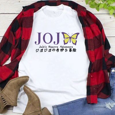 Jojo เสื้อยืดเสื้อเชิ้ต Anime ลายการ์ตูนสุดแปลกประหลาดเสื้อยืดคอกลมแขนลำลองขาสั้นพิมพ์ลายแฟชั่นผ้าคอตตอน100%