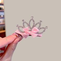 Kids Pink Crowns Hair Jewelry Shining Crystal Hair Clips Small Tiaras Girls Birthday Party Princess Hairpins Hair Ornaments