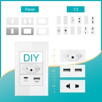 SRAN Brazilian Standard Socket Switch 20A 118mmx72mm Panel Function Key Free Combination DIY USB C Fast Charging White