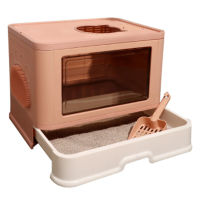 Foldable Cat Litter Box Enclosed Cat Litter Box with Lid Top Entry Top Exit Cat Toilet Easy Clean Cat Potty with Trays