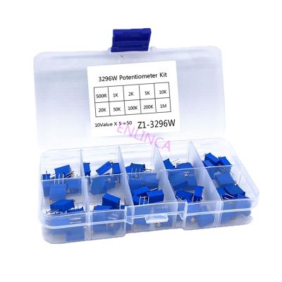 【jw】☇✽◆  50pcs/lot 3296W 500R 1K 5K 10K 20K 50K 100K 200K 1M Multi-turn Potentiometer Variable Resistors with Set