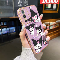 JIUMOO เคสสำหรับ Vivo Y76s Y76 Y74s 5G เคสลายการ์ตูนน่ารัก Kuromi ใหม่เคสมือถือชุบหรูหรากันกระแทกเคสซิลิโคนขอบสี่เหลี่ยมนิ่มแบบเต็มฝาหลังเลนส์กล้องถ่ายรูปเคสกันกระแทก