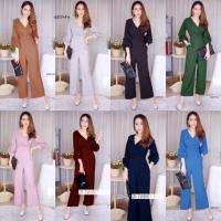 P4317 จั้มสูทแขนแต่งเรเยอร์ขายาวLong sleeve rayer jumpsuit.